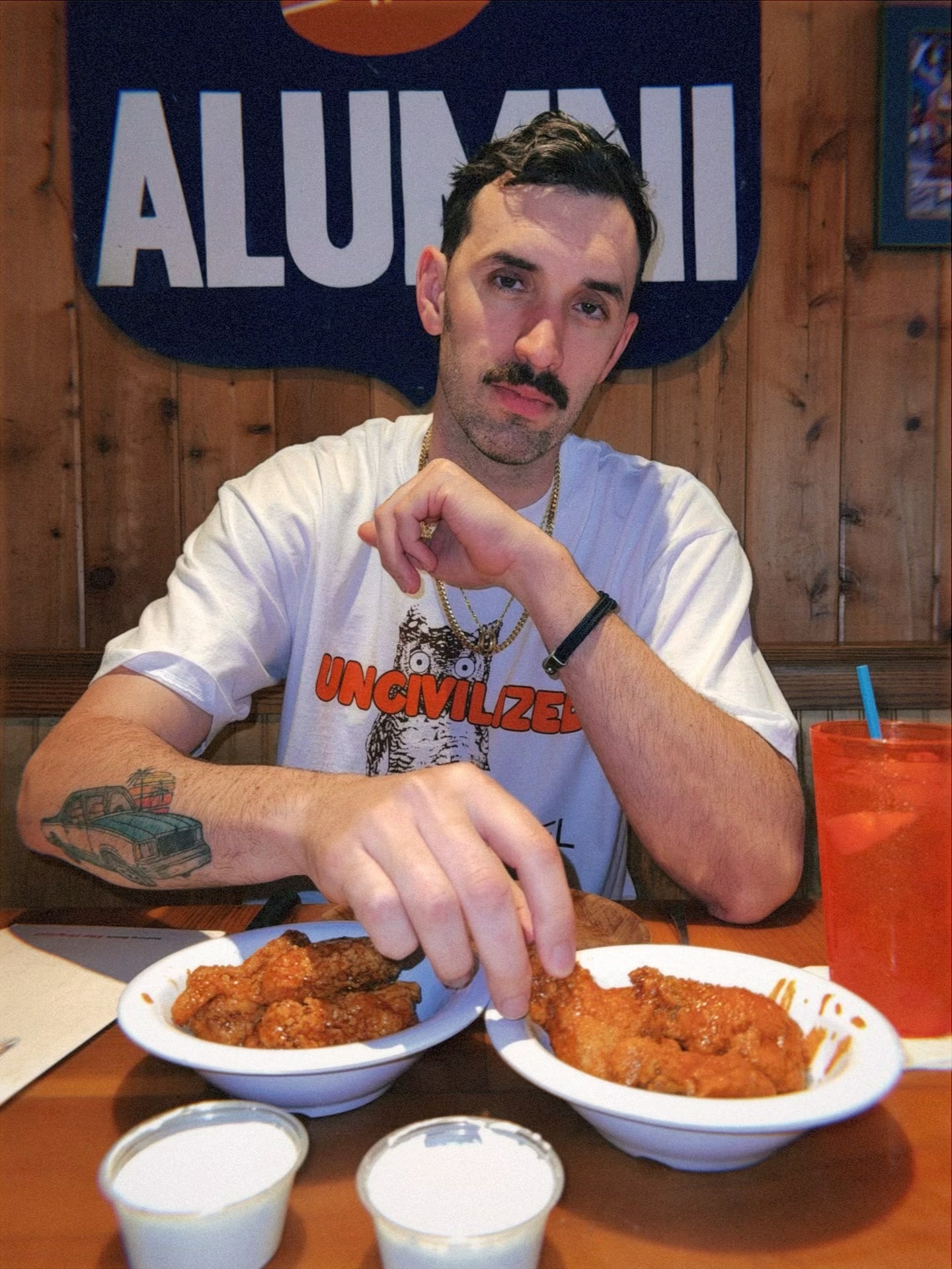 UNCIVILIZED "HOOTERS" WHITE T-SHIRT