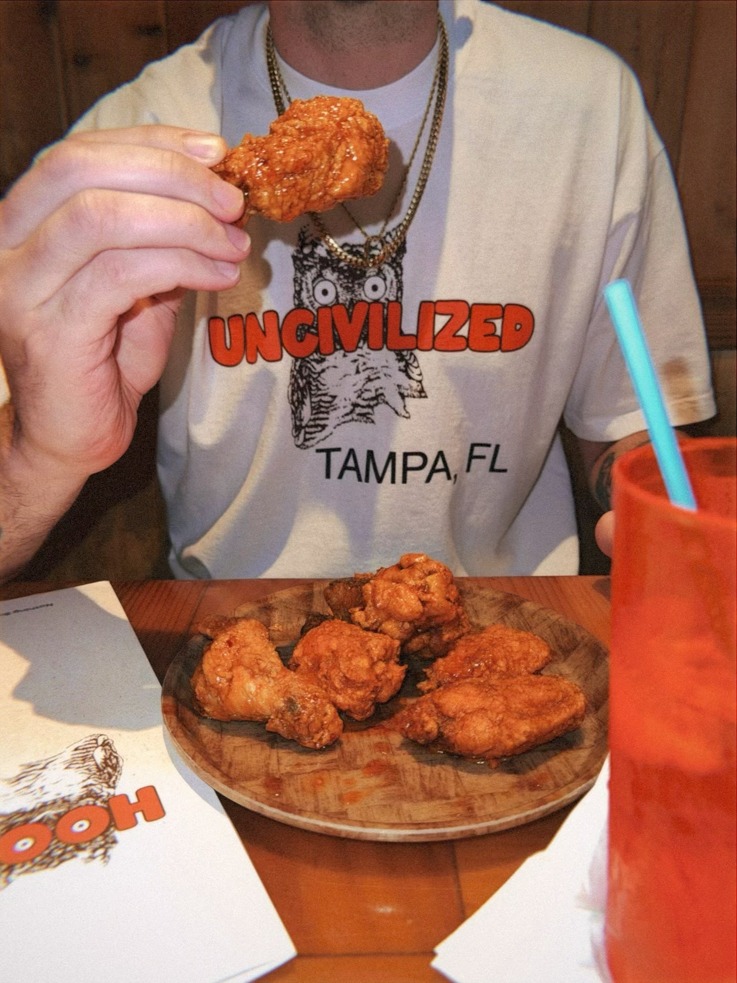 UNCIVILIZED "HOOTERS" WHITE T-SHIRT