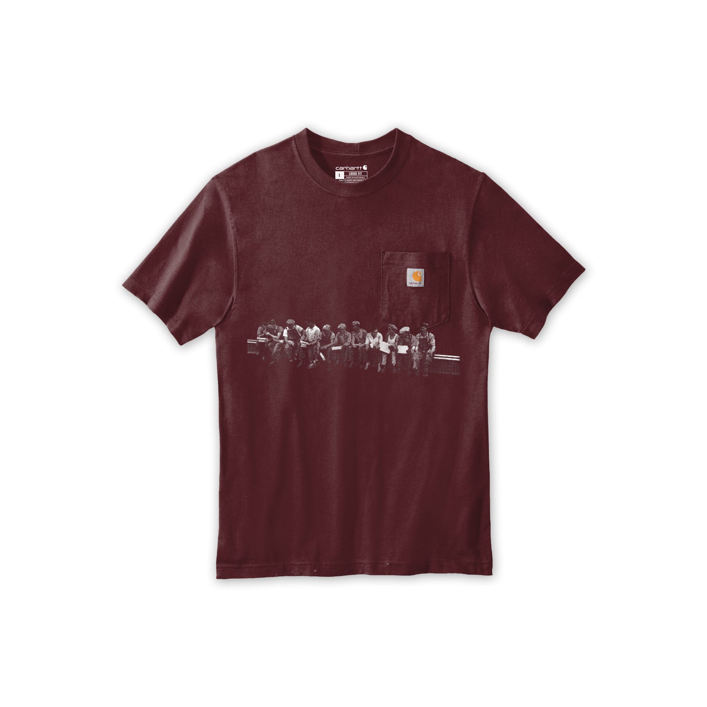 UNCIVILIZED "CONSTRUCTION" BURGUNDY POCKET T-SHIRT