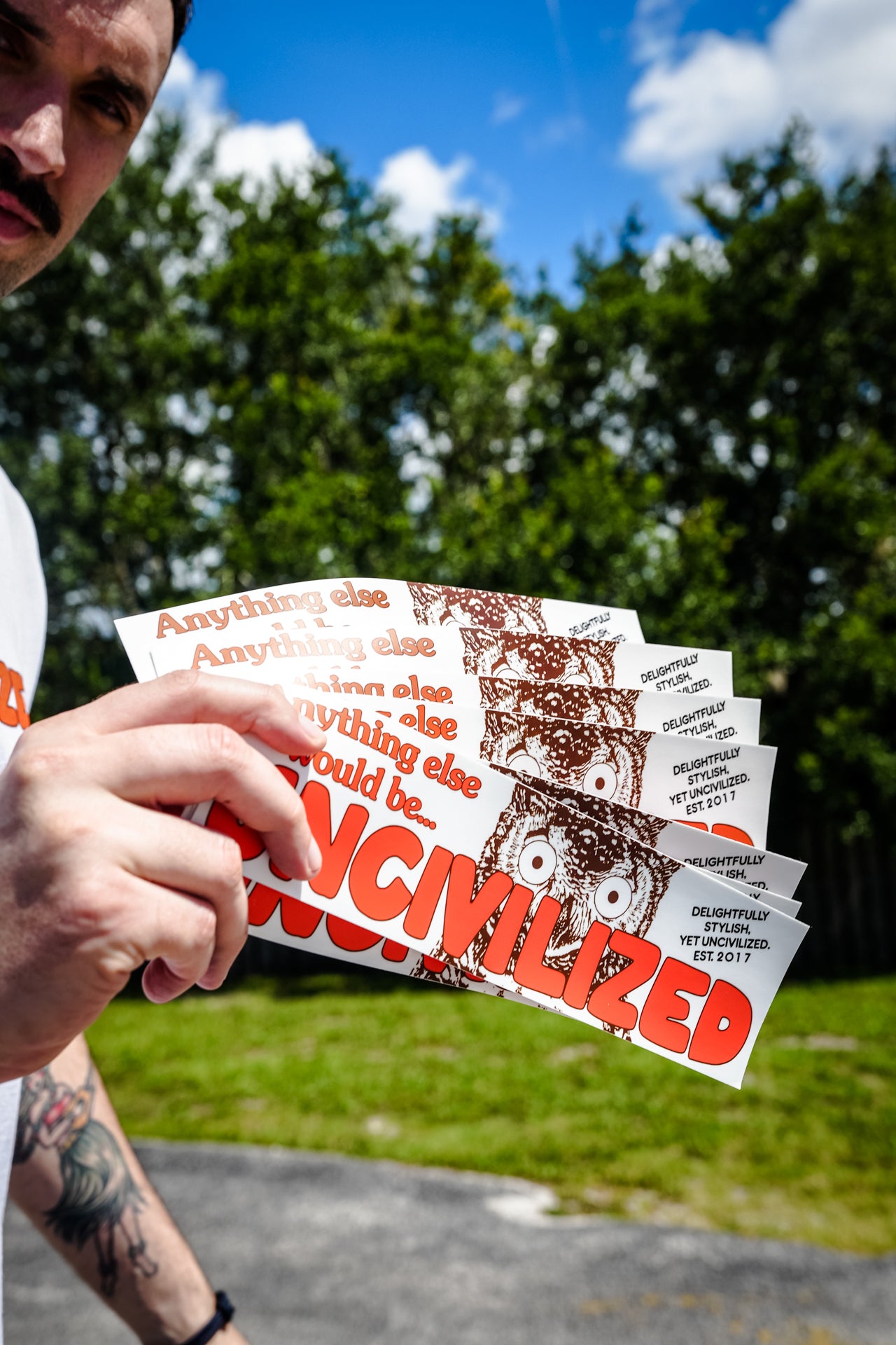 UNCIVILIZED "HOOTERS" BUMPER STICKER