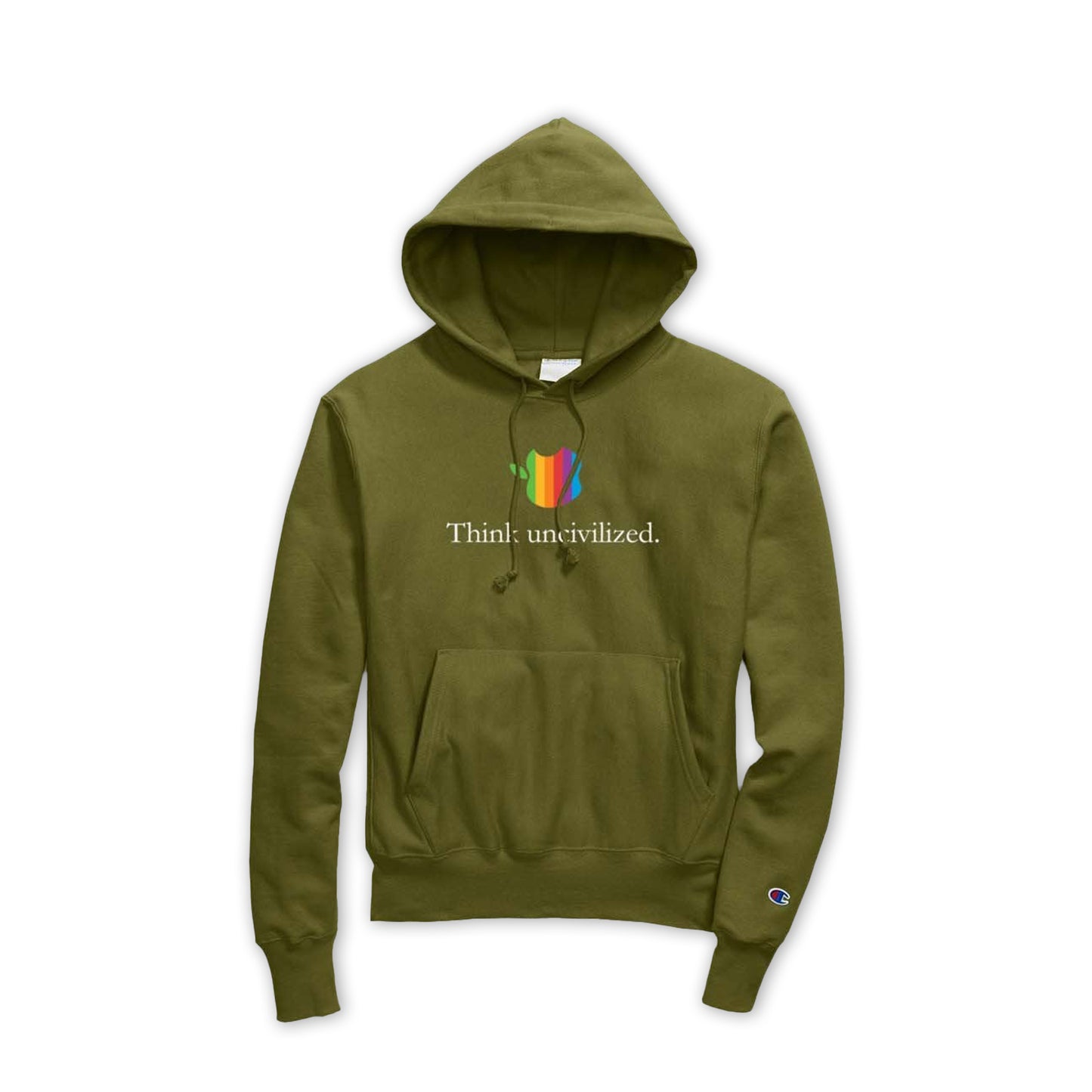 "THINK UNCIVILIZED" OLIVE HOODIE