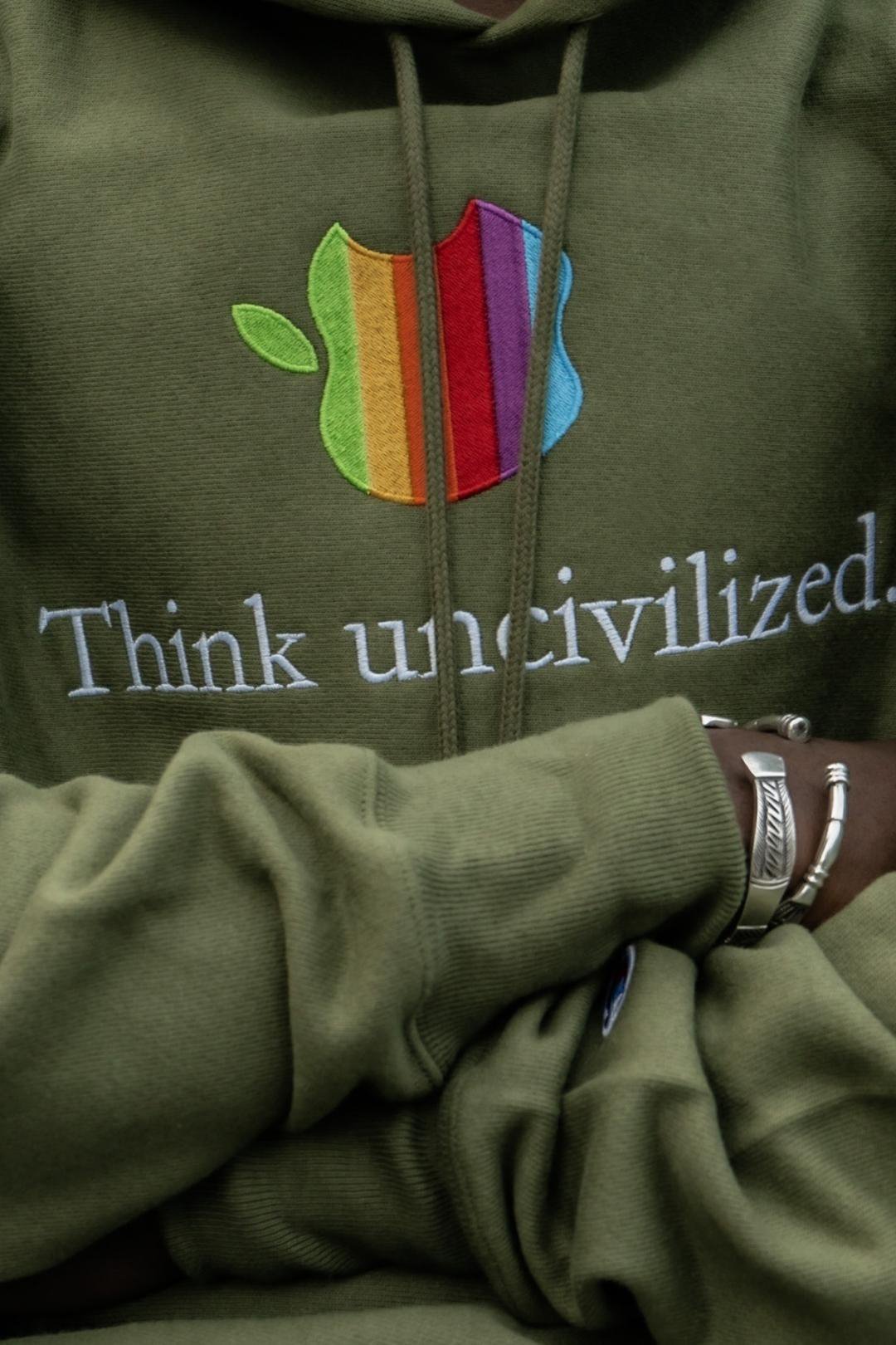 "THINK UNCIVILIZED" OLIVE HOODIE